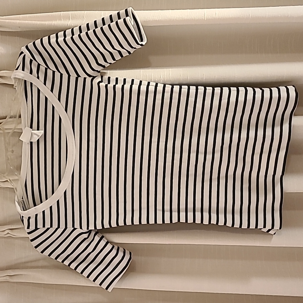 H&M Basics Black and White Striped Top